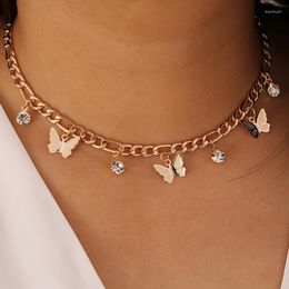 Chokers Necklaces Female Cute Butterfly Choker Necklace For Girls Gold Color Chain Statement Collar Ladies Chocker Shining Jewelry