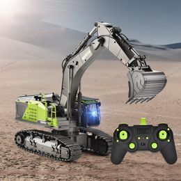 Electric RC Car 4 in 1 Excavator 22CH RC Truck 1 14 Remote Control Engineering Vehicle Model Toys For Boys Huina 593 1593 220829
