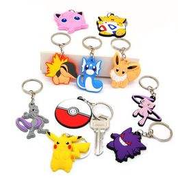 moq 100pcs anime keychain fashion key ring accessories pvc cartoon pendant decoration brithday party gift