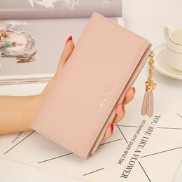 Wallets Two Fold Long Wallet For Women Fashion Tassel Holder With Coin Pocket Clutch Purse Made Of Leather Slim