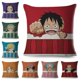 Cushion Japan Anime Pillow Case Decor One Piece Luffy Cartoon Pillowcase Polyester Cover For Sofa Home Car Chidren Room 45x45cm