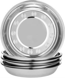Dishes Plates 7.64 Inch Stainless Steel Round Plate Dinner Dish