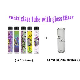 1 Gramme Runtz Pre Roll Glass Tube With Glass Philtres Low MOQ MoonRock Packaging Dry Herb 12mm Hight Mini Glass Philtre Tips Round Tobacco