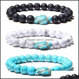 Charm Bracelets Turquoises Stone Beads Blue Tortoise Charm Bracelet For Women Men Lucky Energy Jewelry Gifts Drop Deliver Dhseller2010 Dhvk7