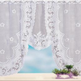 Curtain European White Lace Sheer Curtains For Kitchen Valance Window Tulle Coffee Dividers Bedroom Roman Blind