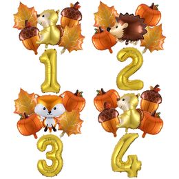 Party Decoration Other Event Party Supplies 6Pcs Autumn Forest Animals Kids Birthday Party Decoration Squirrel Pine Cone Foil Balloon With 09 Number Ball