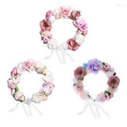 Decorative Flowers Rose Wreath Floral Garland Bridesmaid For Wedding Headdress Spring And Summer