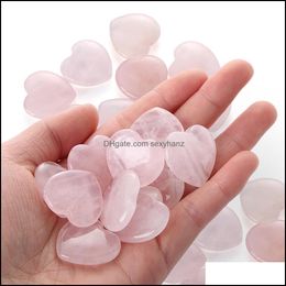 Stone Love Heart Stone Turquoise Rose Quartz Natural Ornaments Hand Handle Pieces Diy Stones Necklace Accessories 20Mmx6Mm D Sexyhanz Dhi0P