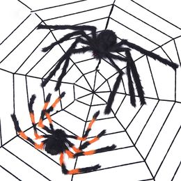 Other Event Party Supplies Halloween Bar Decorations Artificial Spider Web Cobwebs with Fake Spiders Scary Party Big spider Scene Decor Horror House Props 220829