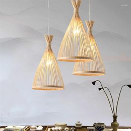 Pendant Lamps Bamboo Chandelier Woven Light Hanging Lamp For Home House Restaurant El B & Style Japanese Pot