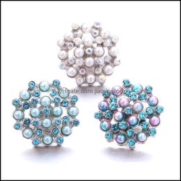 Clasps Hooks Wholesale Rhinestone 18Mm Snap Button Acrylic Beads Clasp Metal Decorative Charms For Snaps Jewelry Findi Dhseller2010 Dhyt1
