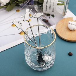 Creative Dinnerware Stainless Steel Cat Fish Round Spoon Fork Tableware Coffee Spoons