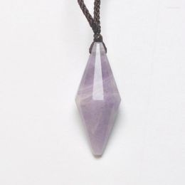 Pendant Necklaces Purple Crystal Stone Adjustable Nylon Rope Braid Necklace Jewellery 1PCS F426