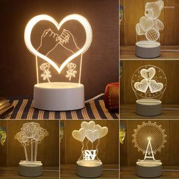 Night Lights Romantic Love USB3D Lighting Heart-shaped Desktop Table Lamp Living Room Bedroom Decoration For Valentine Day Wife Gift