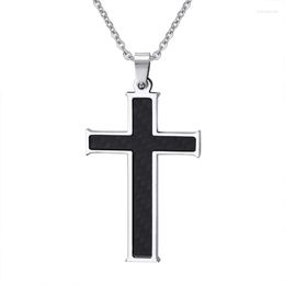 Pendant Necklaces Black Smooth Cross Stainless Steel Womens Mens Crucifix Chain Christmas Gift