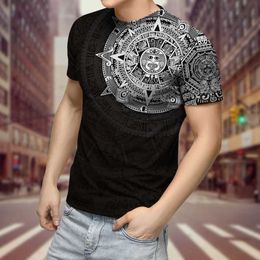 Y2k Aztec Tattoo 3D Print T-Shirt | Street Fashion Short Sleeve Tshirt For Men | Round Neck Sportswear Y2k Shirt Y2k Clothe 6F2