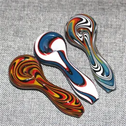 glass tobacco pipes UK - Glass Oil Burner Pipes Smoking Dry Herb Tobacco Pipe Spoon Hand Blown Pipe Silicone nectar collector dab rig