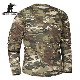 Men's T-Shirts Mege Brand Clothing Autumn Spring Men Long Sleeve Tactical Camouflage T-shirt camisa masculina Quick Dry Military Army shirt 220926