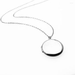 Pendant Necklaces Can Open Round Po Frames Locket Necklace Women Logo Jewelry Accessories