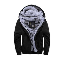 Mens Jackets Winter Men Casual Thick Warm Coat Male Zipper Hooded Fleece Long Sleeve Jacket Solid Colour Parkas Outerwear 220829