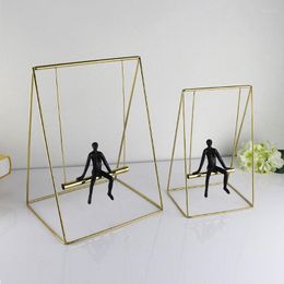 Decorative Figurines Nordic-Style Metal Swing Luxury Brass Ornaments Creative Art Sculpture Crafts Desktop Decors