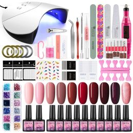 Nail Art Kits COSELIA Set Gel Polish With Manicure Machine Top Base Coat Accessories All For