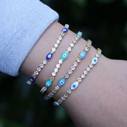 S3159 Fashion Jewelry Enamel Evil Eye Bracelets For Women Crystal Zircon Blue Eyes Chain Bracelet