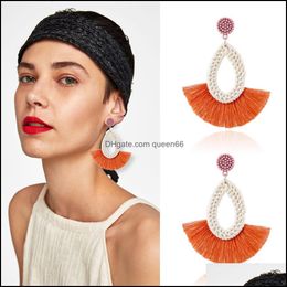 Dangle Chandelier Woven Earrings Fan-Shaped Tassel Womens Bohemian Jewellery Statement Chandelier Wind Drop Delivery 2021 Dhseller2010 Dh3Qm