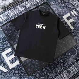 Camiseta de grife Baleciga Fashion Week Show Style Vers￣o coreana Novo funcion￡rio da fam￭lia Slogan exclusivo Slogan Short T-shirt Men e mulheres da moda