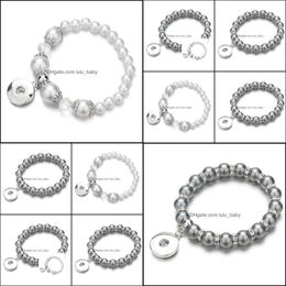 Charm Bracelets Noosa Snap Bracelet Jewelry Imitated Pearl Beads Ginger Buttons Chunk Charm Bangle Fit Diy 18Mm Snaps Drop D Lulubaby Dh5Uf