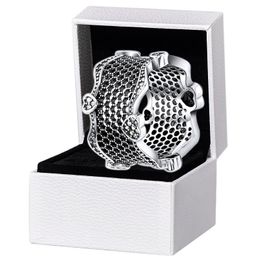 Authentic Sterling Silver Hollow lace Love Heart Ring Womens Wedding designer Jewellery For pandora engagement gift Rings With Original Box Set