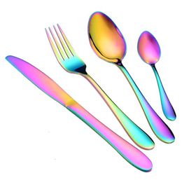 Stainless steel Gold Flatware Sets Fork Spoon Knife Tea Spoons Dinnerware Set Kitchen-supplies Kitchen Bar Utensil SN4831