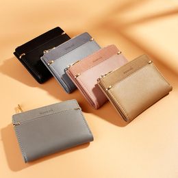 Wallets Short Splicing Women Solid Colour Leather Female Hasp Zipper Mini Coin Purses Ladies Multi-card Holder Clutch Money Clip