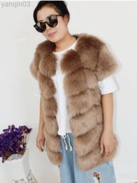 Women's fur Zadorin New Design Luxury ry Women Short Sleeve Faux Coat Female Winter Fur Vest L220829