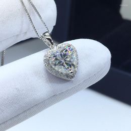 Pendants Other Silver 925 Original 1 Brilliant Cut Diamond Test Past D Colour Moissanite Heart Gemstone Pendant Necklace For Women Wedding