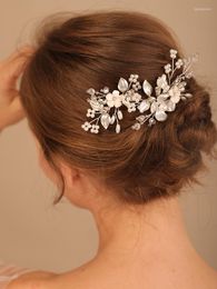 Headpieces Alloy Crystal Bead Flower Wedding Hairpins Bride Headwear Handmade Headpiece For Women Hair Accessories Party Prom Tiara