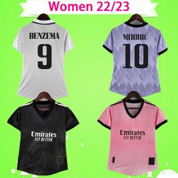 2022 2023 Jersey de futebol feminino Ladies Camiseta y3 Madries Maillots de futebol camisetas Grils 22 23 Home Away Away Benzema Hazard Kroos