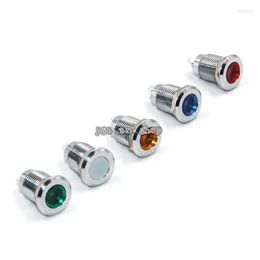 Switch 1pcs 12mm Waterproof Metal Flat Round Indicator LED Lamp Signal Pilot Light Colourful Red Yellow Blue Green White