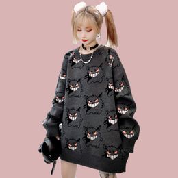 Women s Sweaters Anime Sweater Women Harajuku Pattern Pullover Loose Korean Style Autumn Winter Warm Knitted Jumper Woman 220829