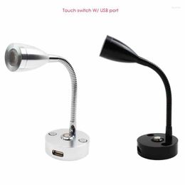 Wall Lamp RV Boat LED Reading Light DC12V B/S Flexible Touch Switch For Bedroom Interior Motorhome El With USB Charger Port