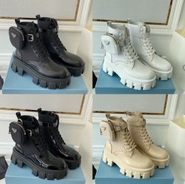 Damen-Designer-Rois-Stiefel, knöchellange Martin-Stiefel und Nylon-Stiefel, militärisch inspirierte Kampfstiefel, befestigt an den Taschen der Größen 35–42