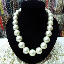 Chains Rare Huge 8MM 10MM 12MM 14MM 20mm South Sea White Shell Pearl Necklace 18"