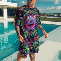 Men's Tracksuits Men's Trend Suit Print 2022 Summer Short Sleeve Shirt Beach Shorts Street Casual 2 Piece Set S-6XL Plus Size