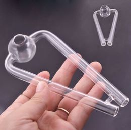 Smoking glass oil burner pipe Wholesale trapezoid style 14cm clear hand tube nail pipe