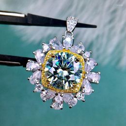 Pendants Other Silver 925 Original 5 Brilliant Cut Diamond Test Past D Colour Moissanite Snowflake Pendant Necklace Chain Gemstone Jewellery