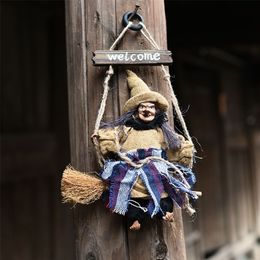 Other Event Party Supplies Halloween Witch Doll Hanging Ghost Horror Scary Pendant Ghost Flying Witch Magic Broom Pendant Halloween Bar Home Decoration 220829