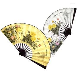 Home Decor 2022 Latest Pattern Large Silk Folding Fan Dance Costume Prop High Quality Bamboo Bone Chinese Hand Fans Gift