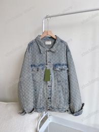 xinxinbuy Designers Coats Jackets Men Women Jacquard letter paris Denim Lapel Neck blue Beige M-2XL