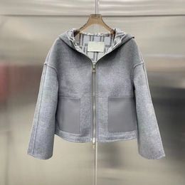 Afashion-New Mens Designer Jackets Long Sleeve High Coat Short Hooded Jacket Winter Fashion Reversible Full F Letter Print Wool Top 210