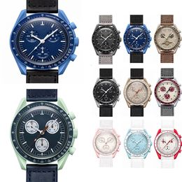 Relógios masculinos biocerâmicos Planet MERCURY Função completa Quarz Cronógrafo Relógio Mission To MOON 42 mm Nylon Relógio de luxo Edição limitada Master Relógios de pulso